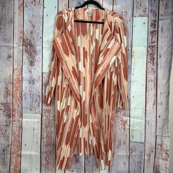 Chicos Travelers Desert Coral Textured Crinkle Trench Jacket Top 1 Women's  8/10 - Picture 1 of 8